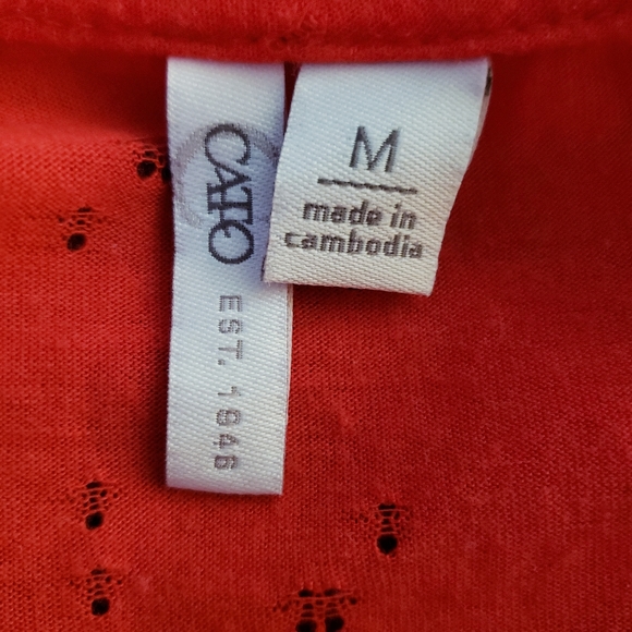 Red Distressed Cut Out Top SZ Medium by Cato - Picture 7 of 10
